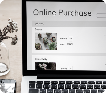 Laptop online vásárlási felülettel egy weboldaltervezési projekthez